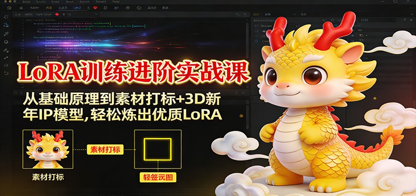 LoRA训练进阶实战课：从基础原理到素材打标+3D新年IP模型，轻松炼出优质LoRA-追逐云网创