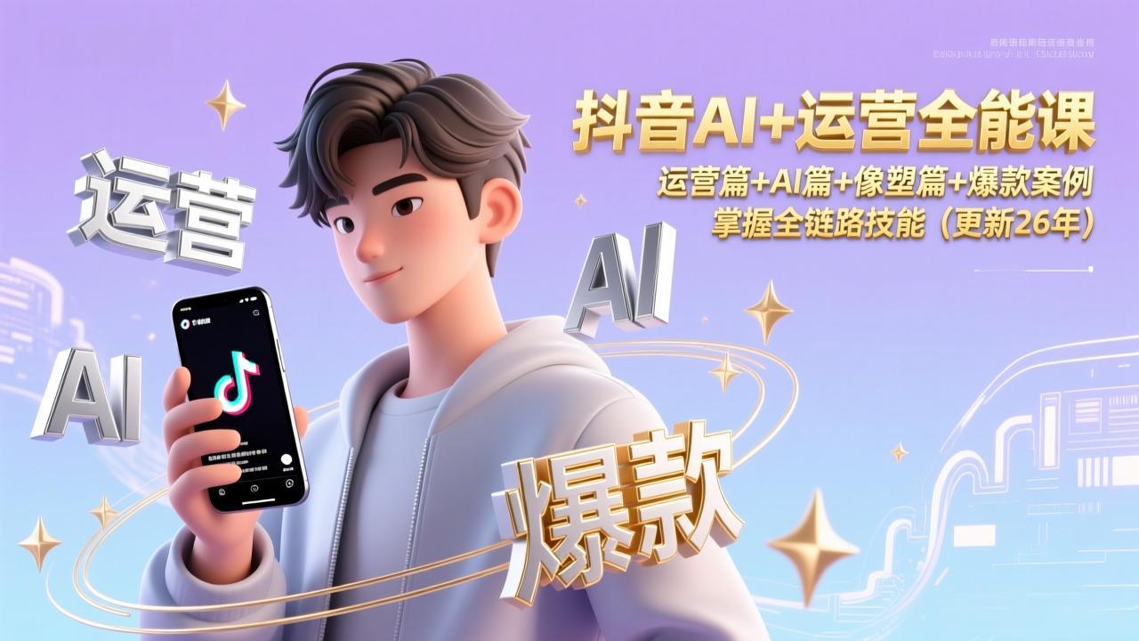 抖音AI+运营全能课，运营篇+AI篇+像塑篇+爆款案例，掌握全链路技能(更新26年-追逐云网创