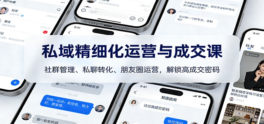 私域精细化运营与成交课：社群管理、私聊转化、朋友圈运营，解锁高成交密码-追逐云网创