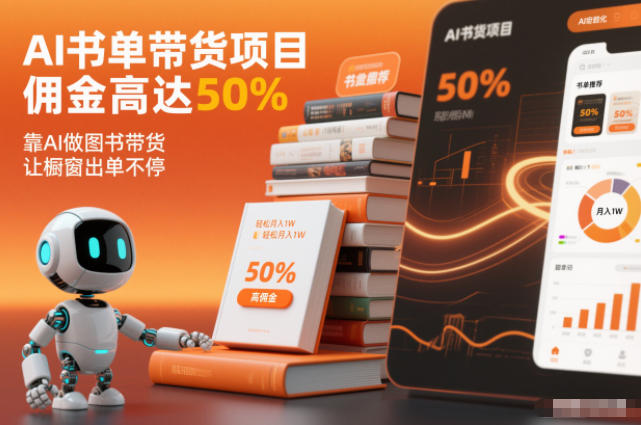AI书单带货项目，佣金高达50%，靠AI做图书带货，让橱窗出单不停，轻松月入1W-追逐云网创