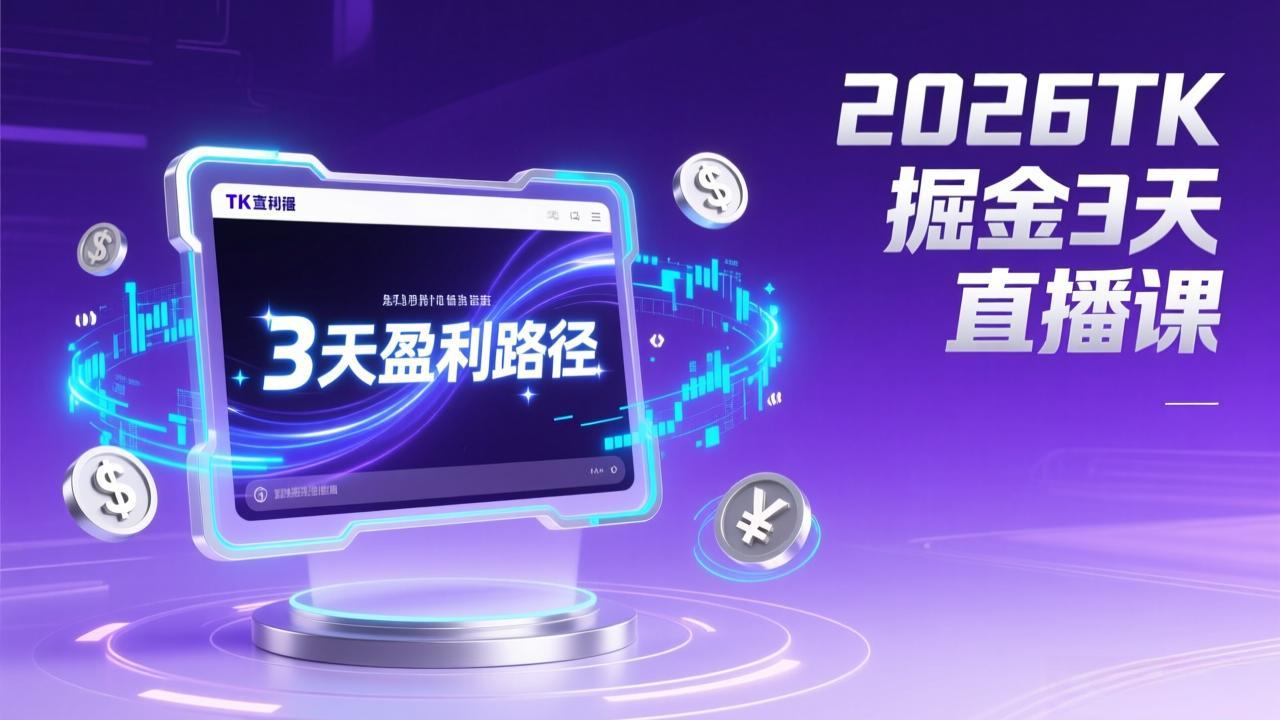 2026TK掘金直播课,起号涨粉+直播带货+商单变现+3天打通盈利路径,月入过万美金-追逐云网创