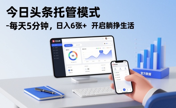 今日头条托管模式，每天5分钟，日入6张+，开启躺挣生活【揭秘】-追逐云网创