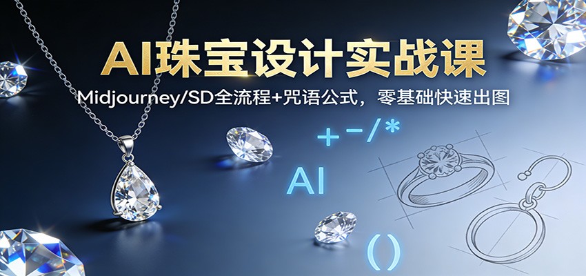 AI珠宝设计实战课:Midjourney/SD全流程+咒语公式,零基础快速出图-追逐云网创