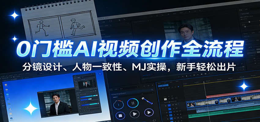 0门槛AI视频创作全流程：分镜设计、人物一致性、MJ实操，新手轻松出片-追逐云网创