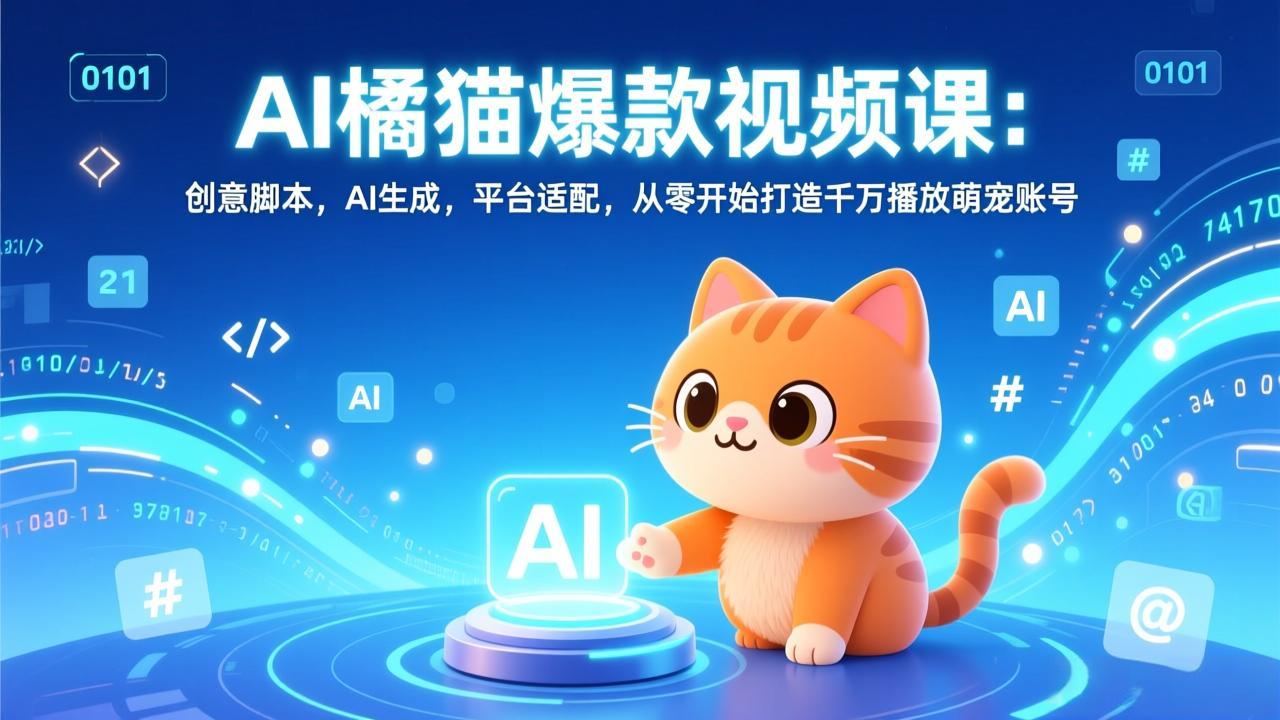 AI橘猫爆款视频课：创意脚本，AI生成，平台适配，从零开始打造千万播放萌宠账号-追逐云网创