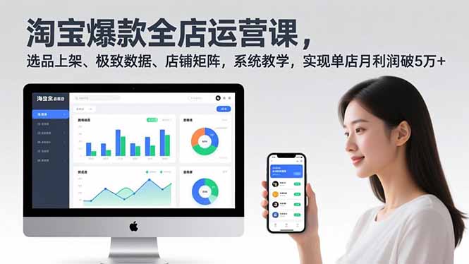 淘宝爆款全店运营课2.0，选品上架、极致数据、店铺矩阵，系统教学，实现单店月利润破5万+-追逐云网创