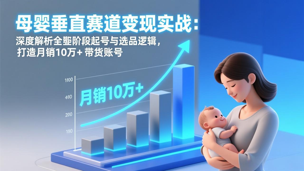 母婴垂直赛道变现实战：深度解析三大阶段起号与选品逻辑，打造月销10万+带货账号-一个小目标云网创