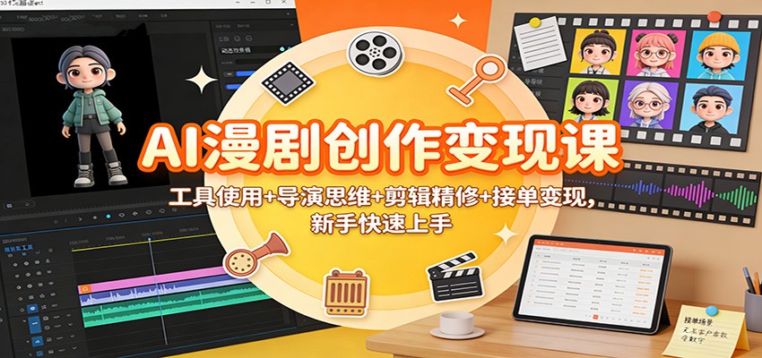 AI漫剧创作变现课：工具使用+导演思维+剪辑精修+接单变现，新手快速上手-追逐云网创