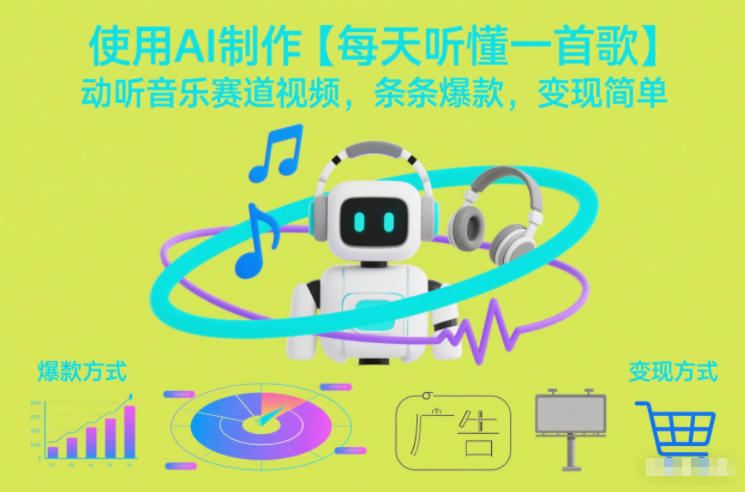 使用AI制作【每天听懂一首歌】动听音乐赛道视频，条条爆款，变现简单-追逐云网创