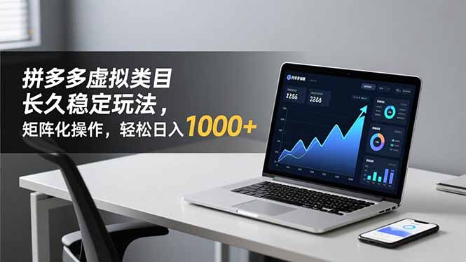 拼多多虚拟类目长久稳定玩法 矩阵化操作，轻松日入 1000+-追逐云网创