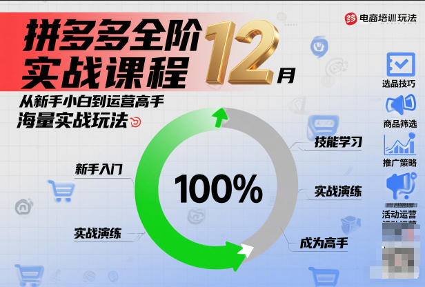 拼多多全阶实战课程12月，从新手小白到运营高手，海量实战玩法-追逐云网创