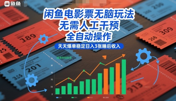 闲鱼电影票无脑玩法,无需人工干预,全自动操作,天天爆单稳定日入3张睡后收入【揭秘】-追逐云网创
