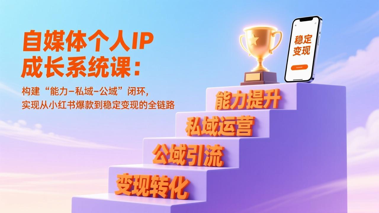 自媒体个人IP成长系统课：构建“能力-私域-公域”闭环，实现从小红书爆款到稳定变现的全链路-追逐云网创