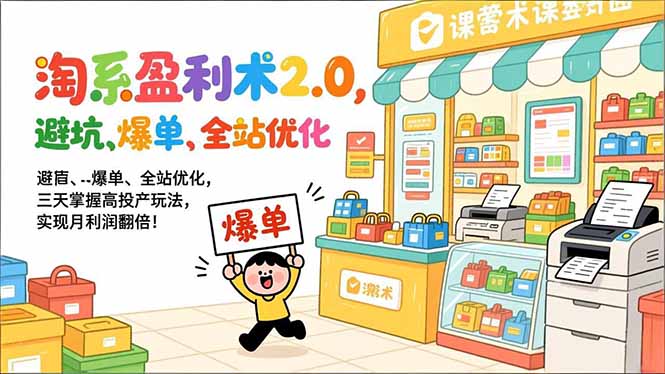 淘系盈利术2.0，避坑、爆单、全站优化，三天掌握高投产玩法，实现月利润翻倍！-追逐云网创