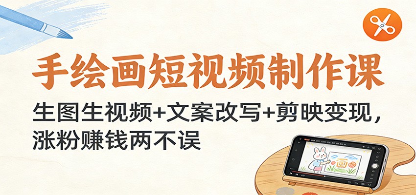 手绘画短视频制作课：生图生视频+文案改写+剪映变现，涨粉赚钱两不误-追逐云网创