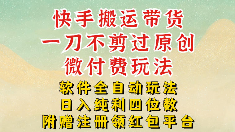 快手搬运带货，一刀不剪过原创，微付费玩法，软件全自动玩法，日入纯利四位数【揭秘】-追逐云网创