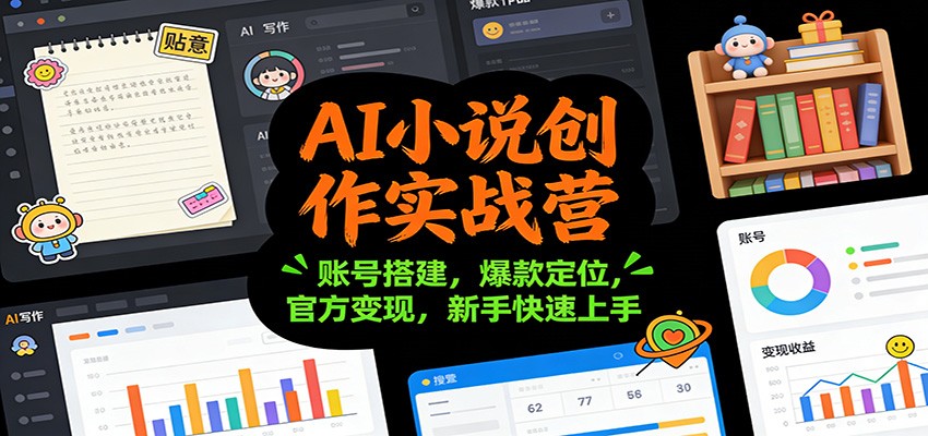 AI小说创作实战营：账号搭建，爆款定位，官方变现，新手快速上手-追逐云网创