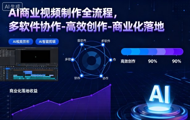AI商业视频制作全流程2期，多软件协作-高效创作-商业化落地(更新)-追逐云网创