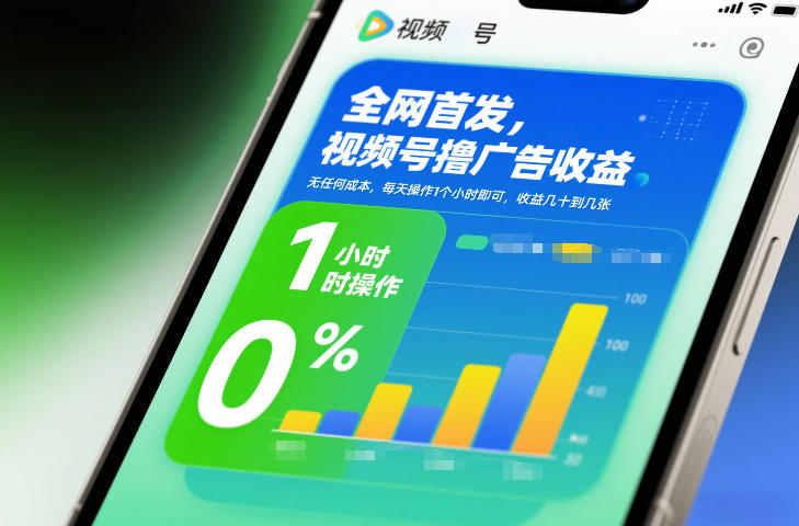 全网首发,视频号撸广告收益,无任何成本,每天操作1个小时即可,收益几十到几张-追逐云网创