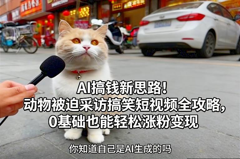 AI搞钱新思路！动物被迫采访搞笑短视频全攻略，0基础也能轻松涨粉变现-追逐云网创