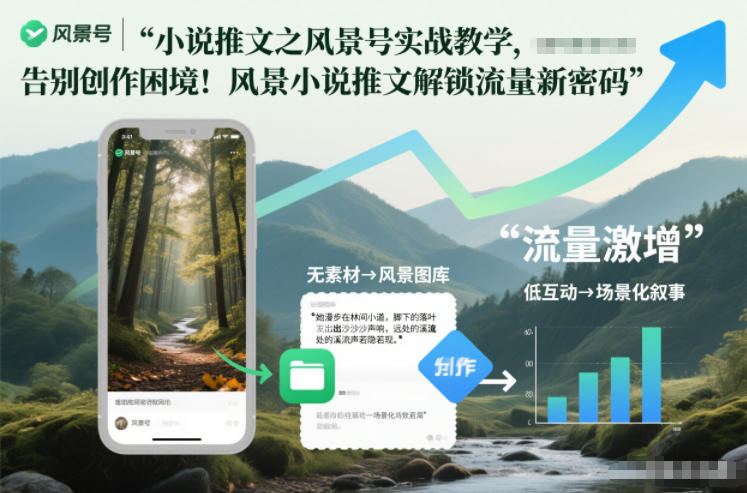 小说推文之风景号实战教学，告别创作困境！风景小说推文解锁流量新密码-追逐云网创