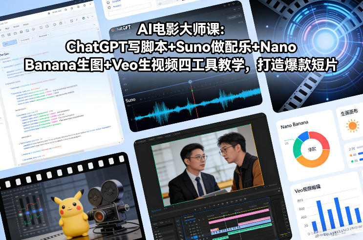 AI电影大师课：ChatGPT写脚本+Suno做配乐+Nano Banana生图+Veo生视频，打造爆款短片-追逐云网创