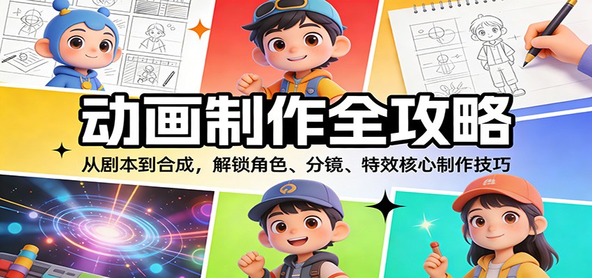 动画制作全攻略：从剧本到合成，解锁角色、分镜、特效核心制作技巧-追逐云网创
