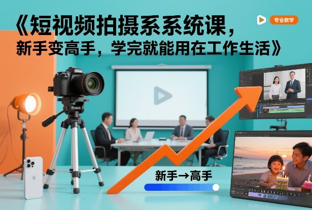 短视频拍摄系统课，新手变高手，学完就能用在工作生活-追逐云网创