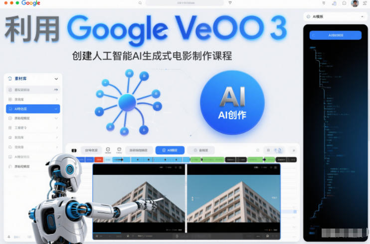 利l用Google Veo 3创建人工智能AI生成式电影制作课程,使用人工智能的力量创建令人惊叹的视频-追逐云网创