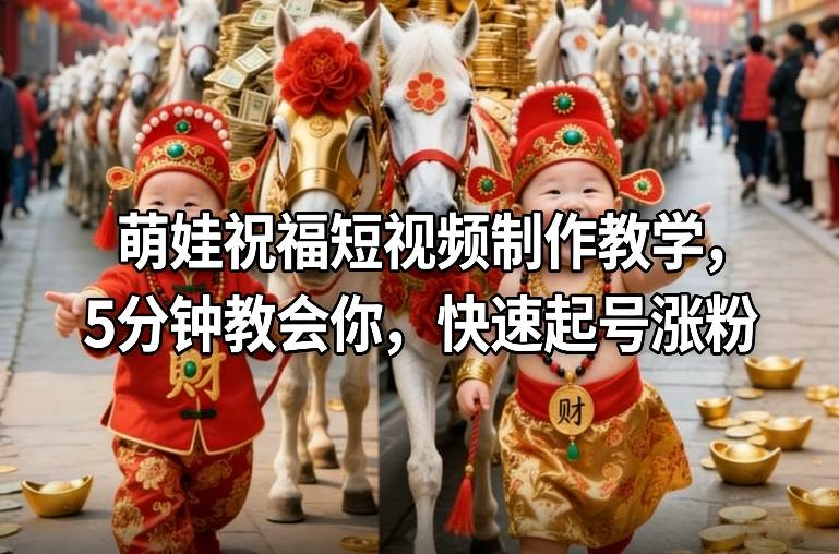 萌娃祝福短视频制作教学，5分钟教会你，快速起号涨粉-一个小目标云网创