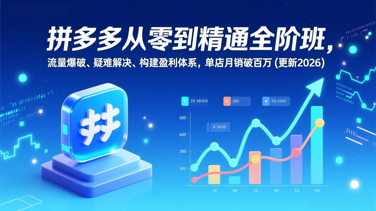 拼多多从零到精通全阶班，流量爆破、疑难解决，构建盈利体系，单店月销破百万(更新2026-追逐云网创