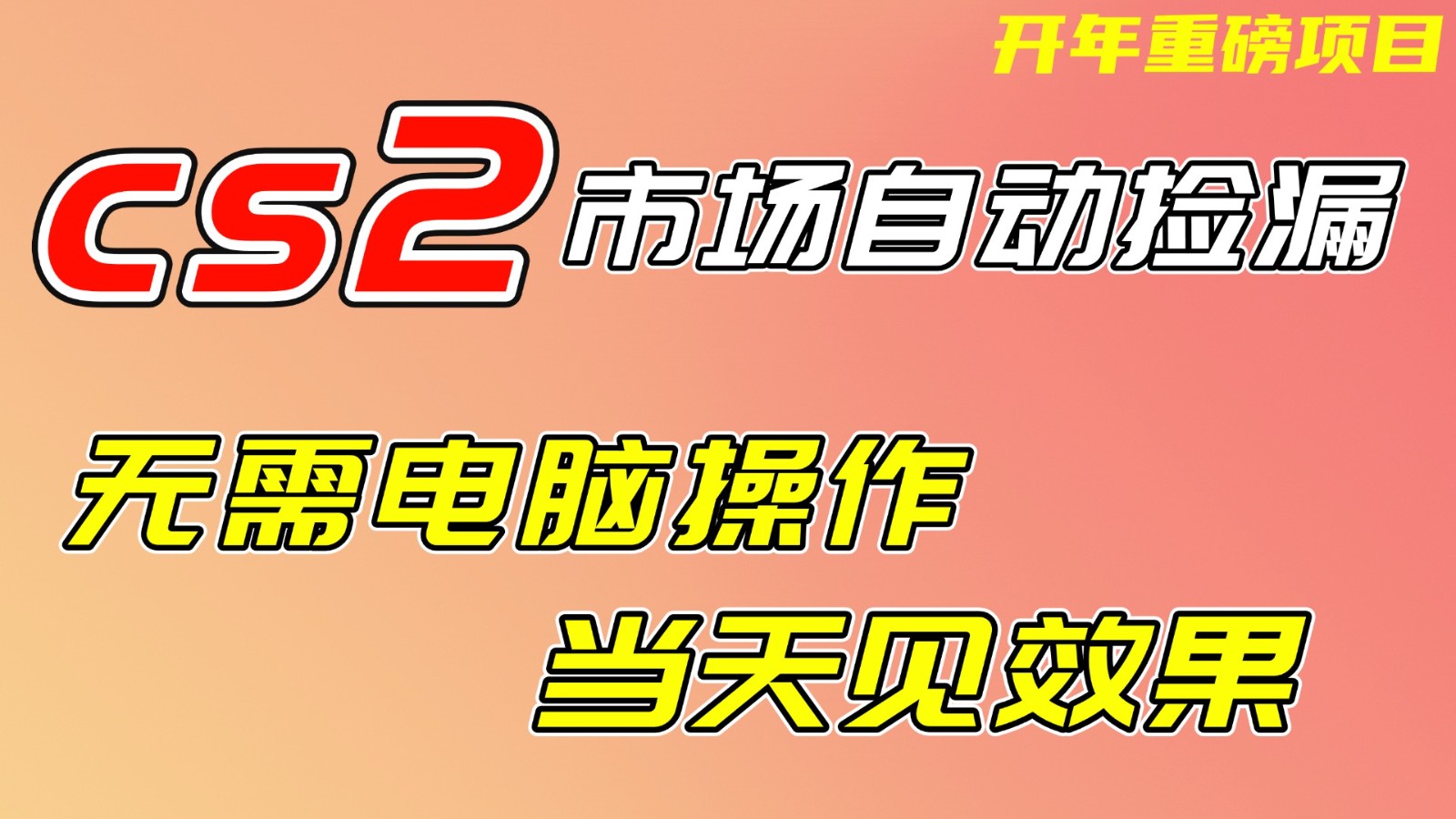 CS2市场挂机项，无需电脑操作，无需进入游戏，当天见效果，支持任何形式验证-追逐云网创