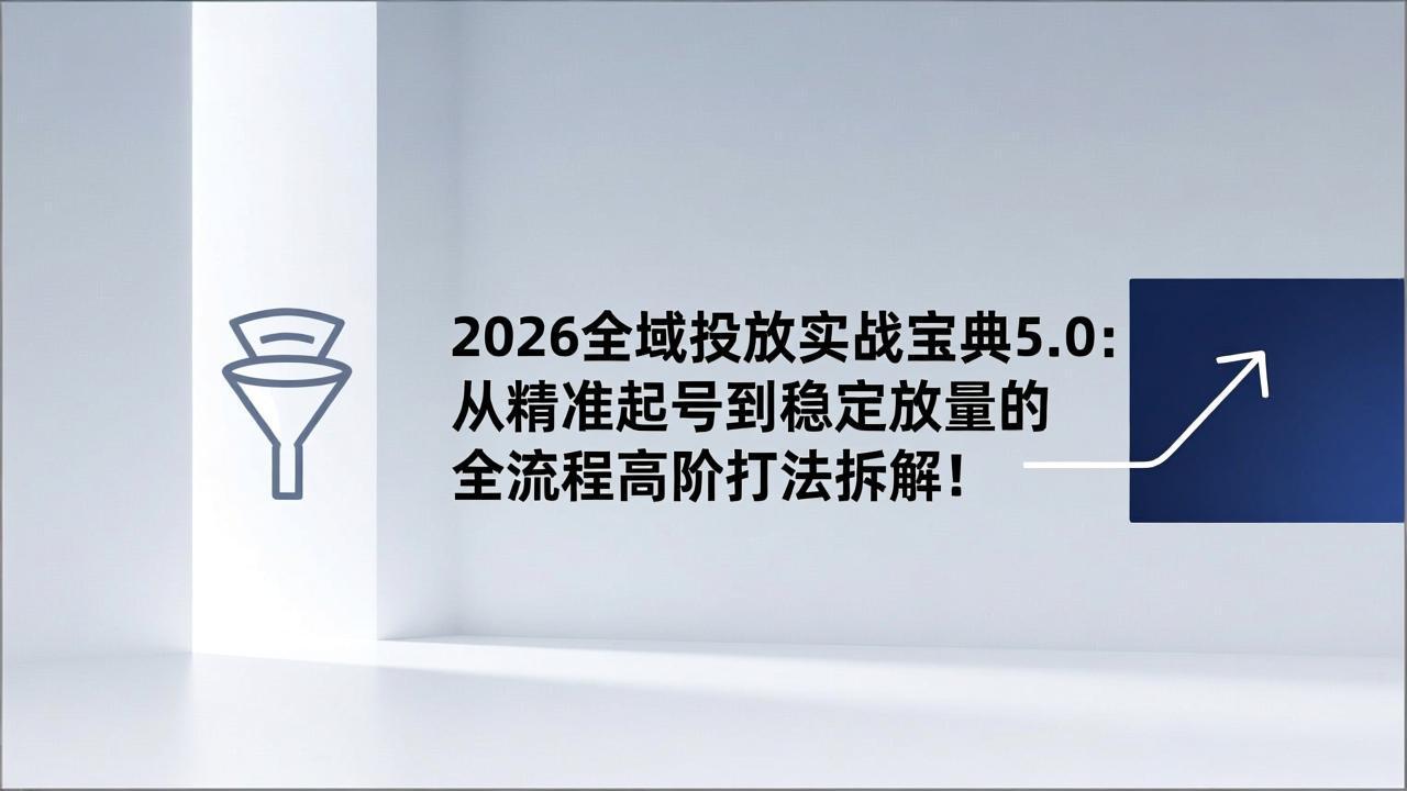 2026全域投放实战宝典5.0：从精准起号到稳定放量的全流程高阶打法拆解！-追逐云网创