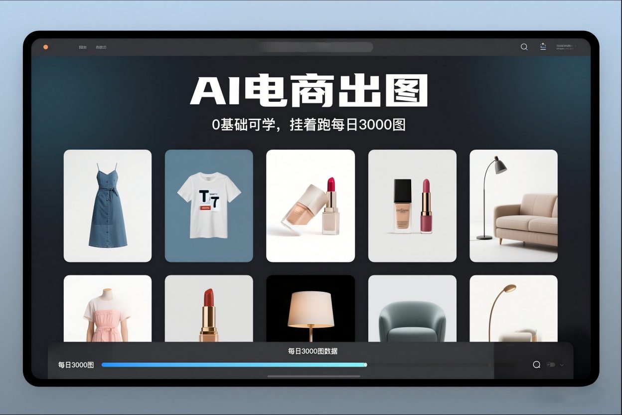 AI电商出图，0基础可学，挂着跑每日3000图-追逐云网创