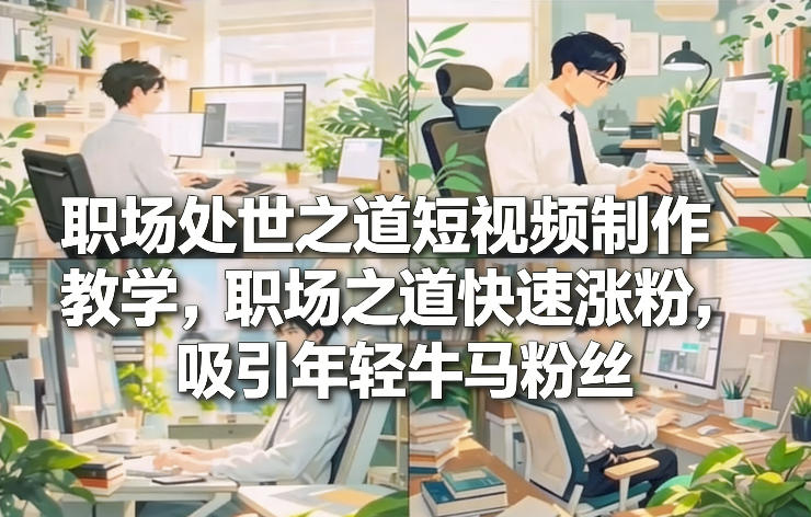职场处世之道短视频制作教学，职场之道快速涨粉，吸引年轻牛马粉丝-追逐云网创