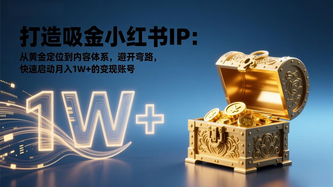 打造吸金小红书IP：从黄金定位到内容体系，避开弯路，快速启动月入1W+的变现账号-追逐云网创
