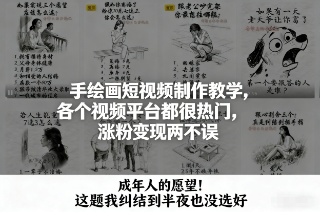 手绘画短视频制作教学，各个视频平台都很热门，涨粉变现两不误-追逐云网创