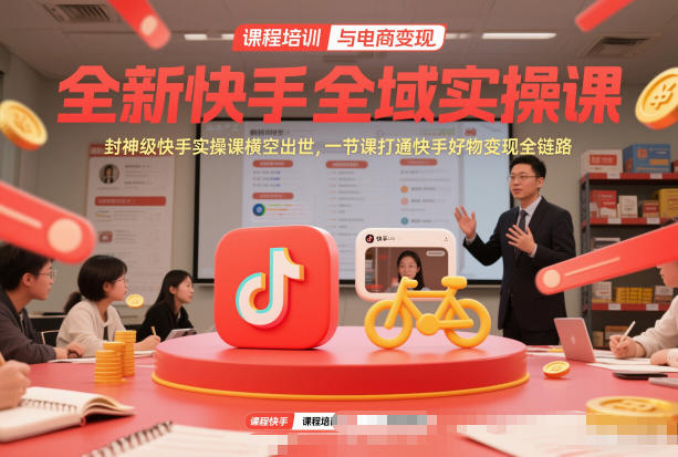 全新快手全域实操课,封神级快手实操课横空出世,一节课打通快手好物变现全链路-追逐云网创