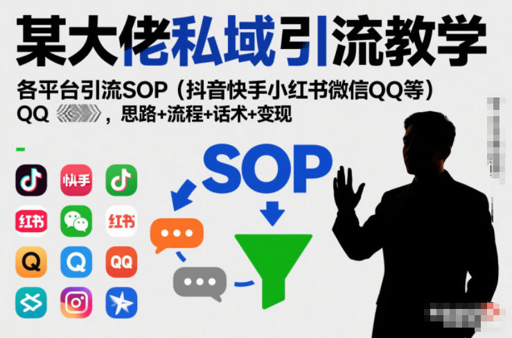 某大佬私域引流教学，各平台引流SOP(抖音快手小红书微信QQ等)，思路+流程+话术+变现-追逐云网创