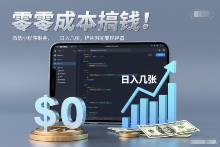 零成本搞钱,微信小程序掘金,简单易操作,日入几张,碎片时间变现神器【揭秘】-追逐云网创