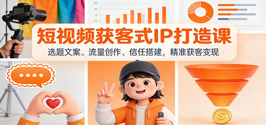 短视频获客式IP打造课：选题文案、流量创作、信任搭建，精准获客变现-追逐云网创