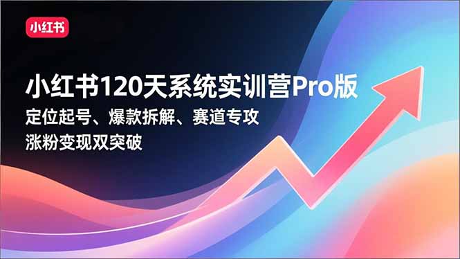 小红书120天系统实训营Pro版，定位起号、爆款拆解、赛道专攻，实现涨粉变现双突破-追逐云网创