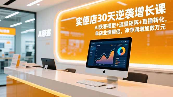 实体店30天逆袭增长课，AI获客模型+流量矩阵+直播转化，单店业绩翻倍，净利润增加数万元-追逐云网创