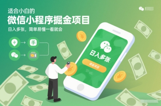 适合小白的微信小程序掘金项目，日入多张，简单易懂一看就会【揭秘】-追逐云网创