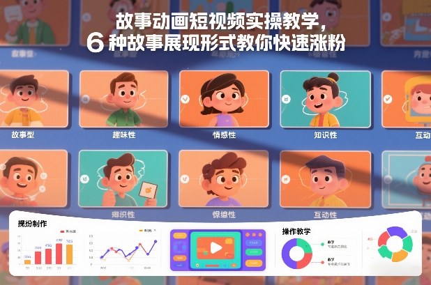 故事动画短视频实操教学，6种故事展现形式教你快速涨粉-追逐云网创