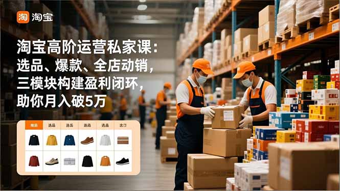 淘宝高阶运营私家课：选品、爆款、全店动销，三模块构建盈利闭环，助你月入破5万(更新12月-追逐云网创