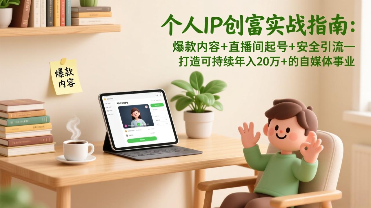 个人IP创富实战指南：爆款内容+直播间起号+安全引流，打造可持续年入20万+的自媒体事业-追逐云网创