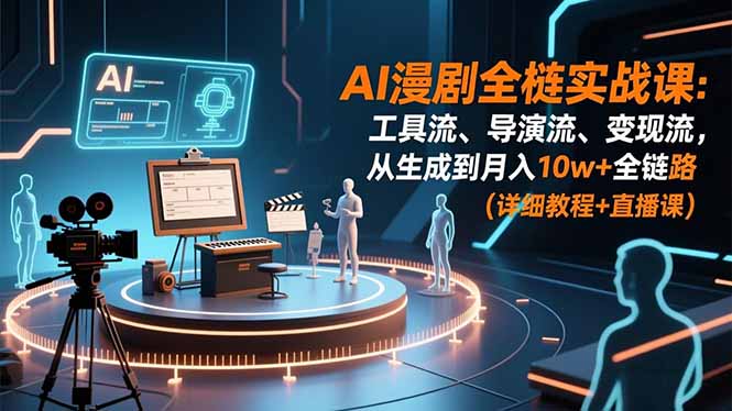 AI漫剧全栈实战课：工具流、导演流、变现流，从生成到月入10w+全链路 (详细教程+直播课-追逐云网创