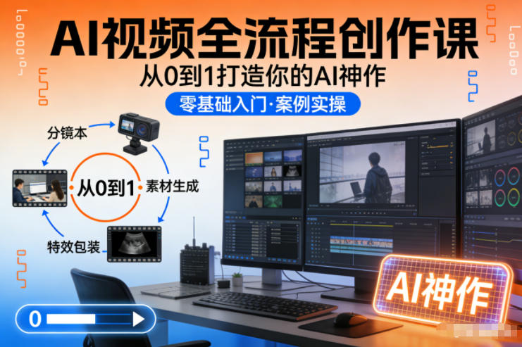 AI视频全流程创作课，从0到1打造你的AI神作-追逐云网创