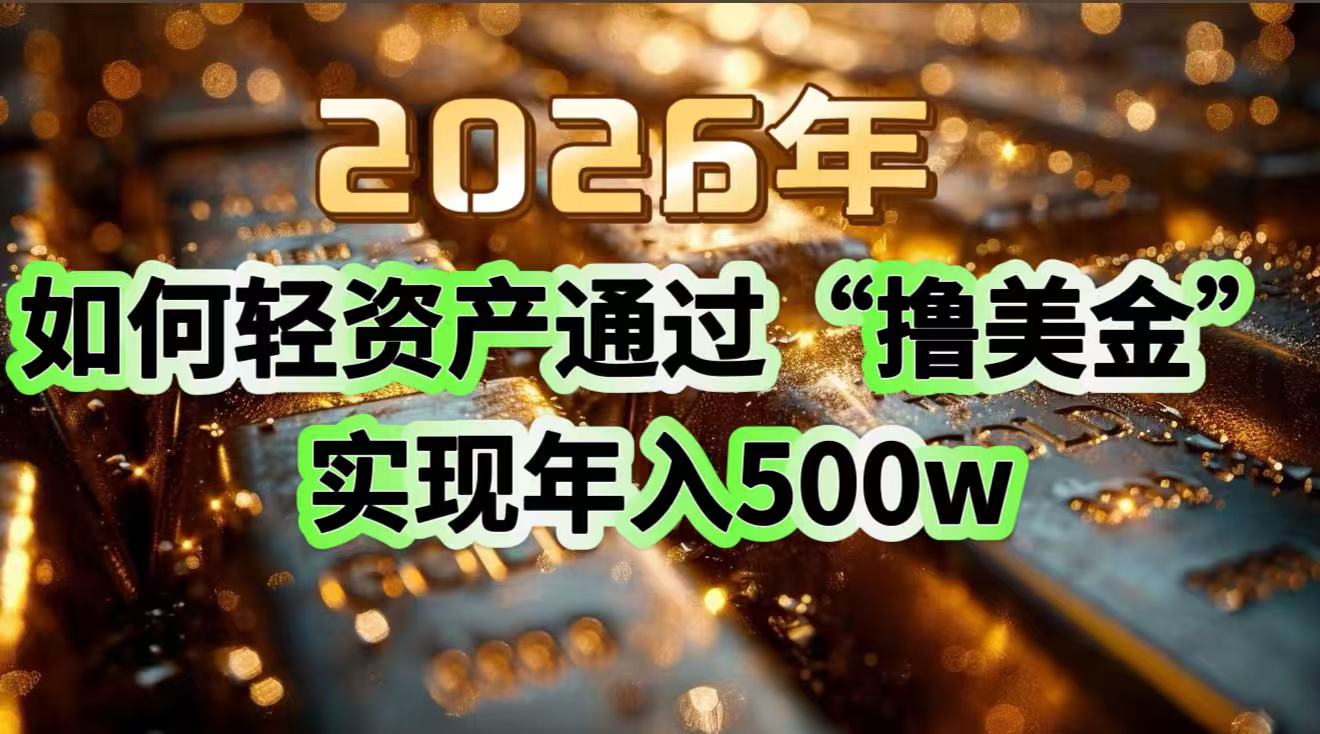2026年如何轻资产通过“撸美金”实现年入500w-追逐云网创